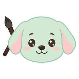 墨墨 Momo, the Avery Studio mint puppy with a calligraphy brush