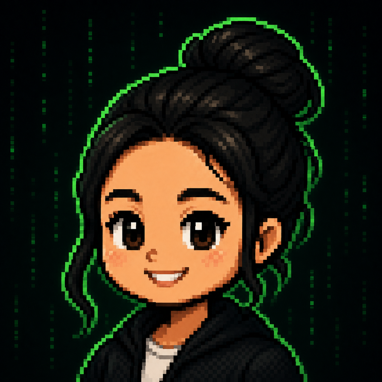 Pixel-art portrait of JJ
